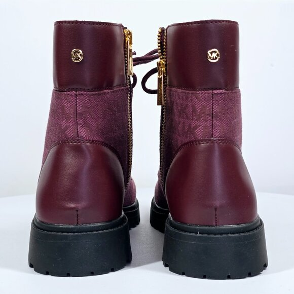 MICHAEL Michael Kors Alistair Booties Combat Boot 8 Red Burgundy New - Picture 5 of 7